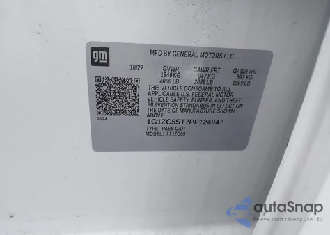 2023 Chevrolet Malibu Fwd 1Fl from USA, damaged, VIN 1G1ZC5ST7PF124947